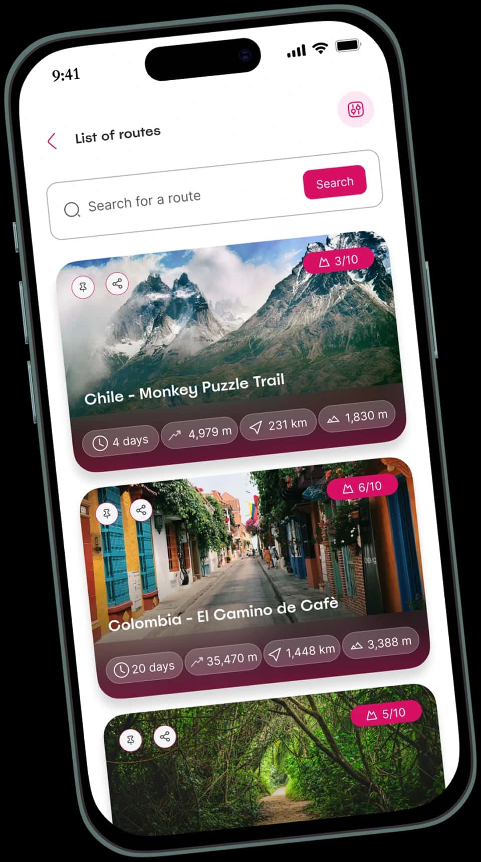 Rolling Around App - Map Navigation and Route Planning View